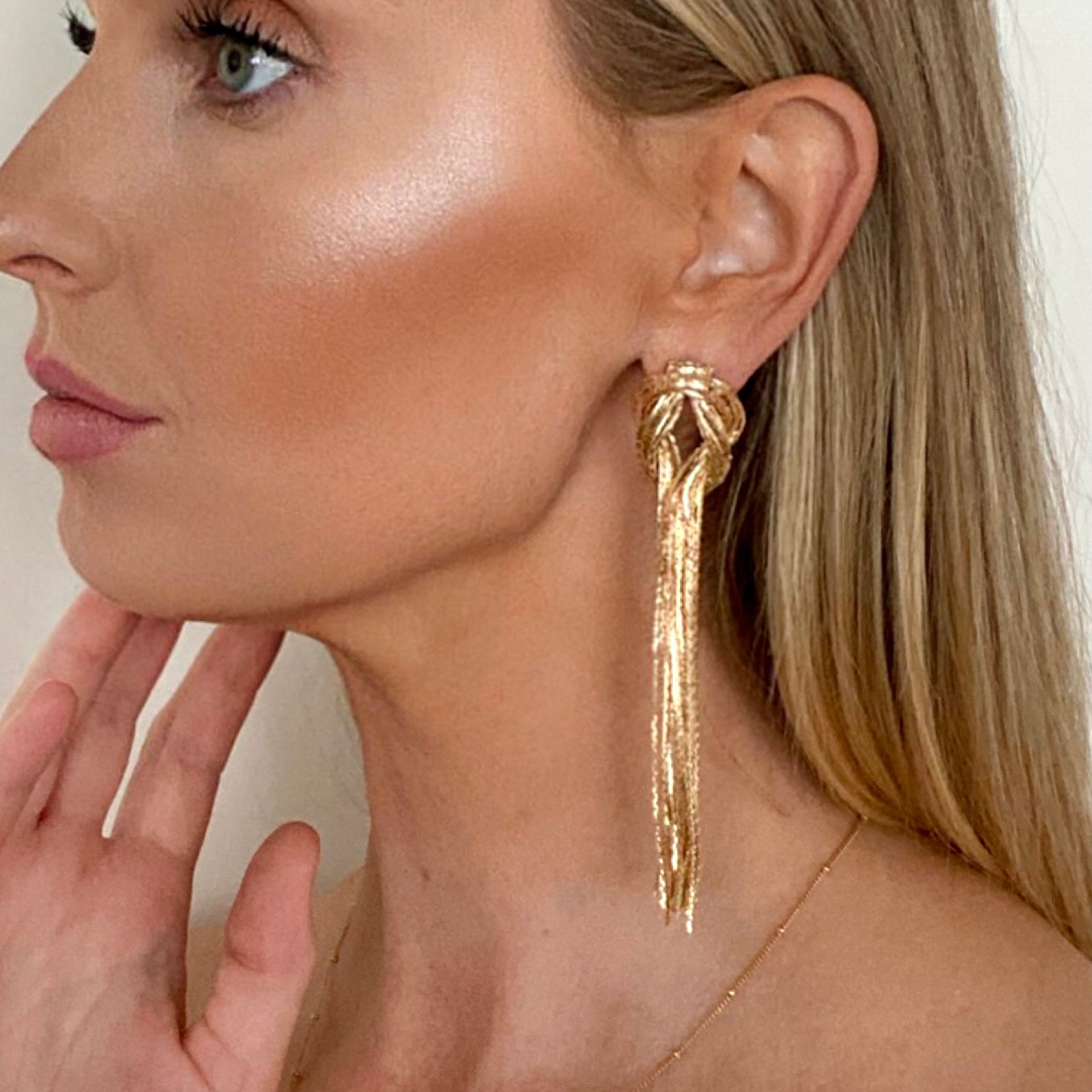 Knot Tassel Gold Earrings