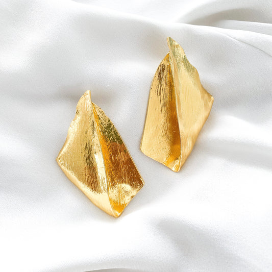 Statement Folded Geometric Gold Earrings