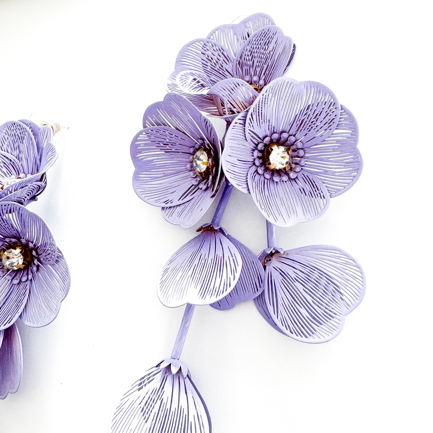 Waterfall Statement Lilac Flower Earrings