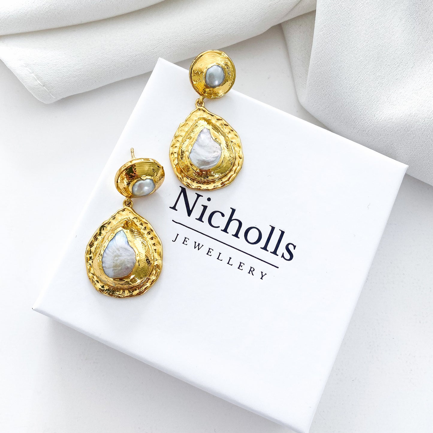 Deluxe Luxury 24k Gold Plated Freshwater Pearl Coin Earrings