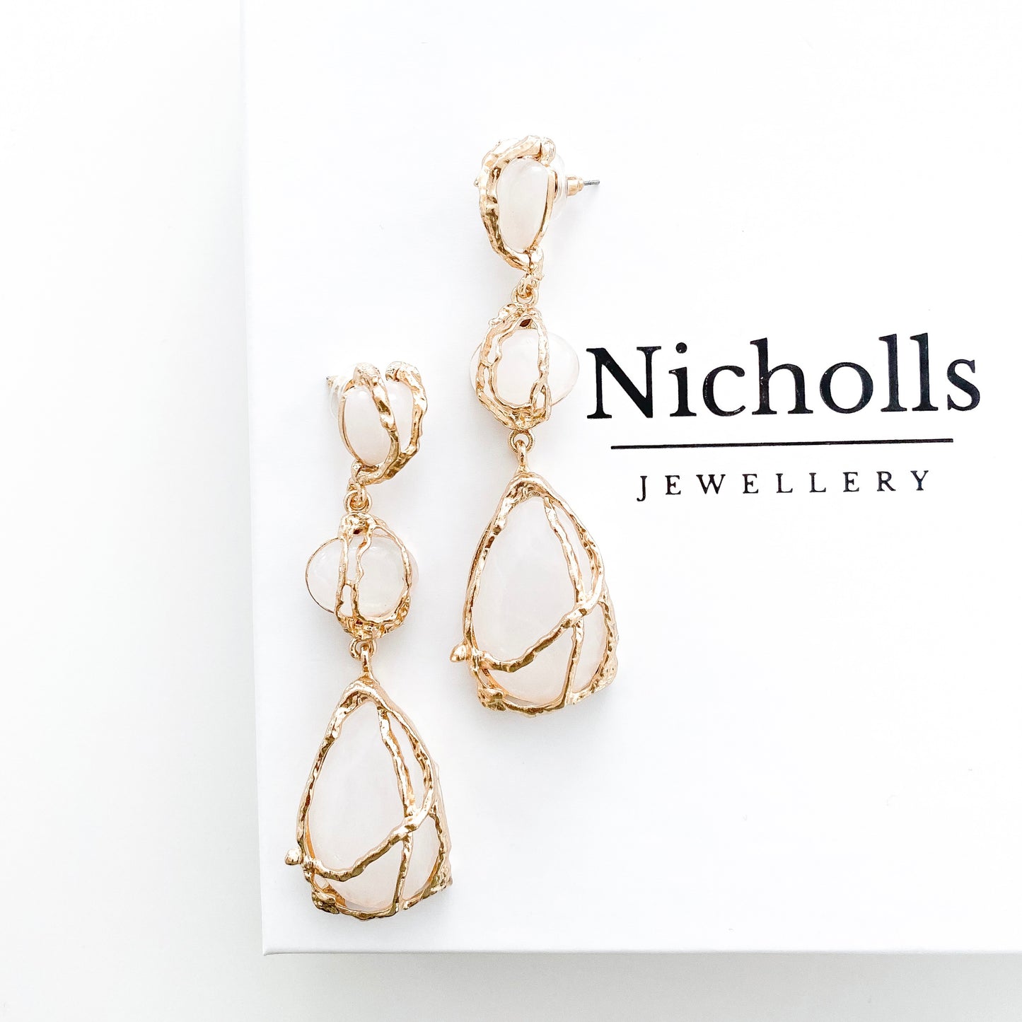 Statement Clear Gem and Gold Drip Earrings