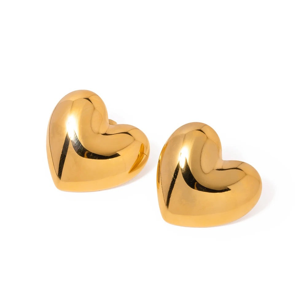 Statement Bold Gold Heart Earrings