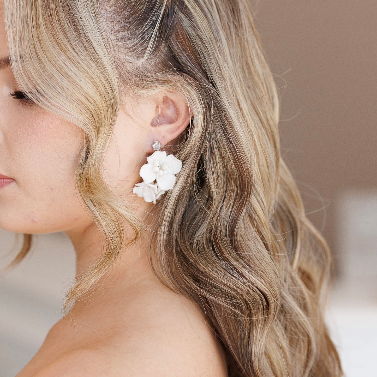 Marigold Cluster Porcelain Flower Earrings