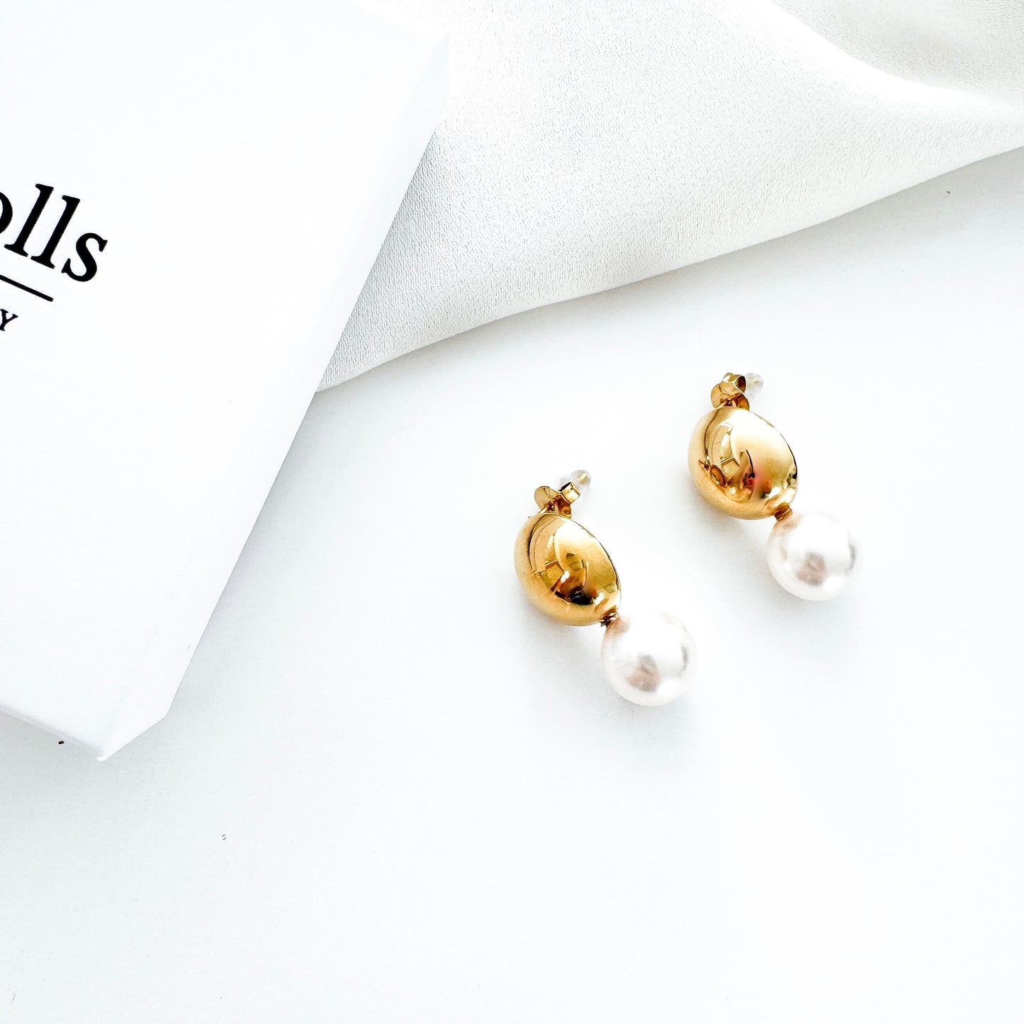 Pearl Drop Gold Duo Earrings