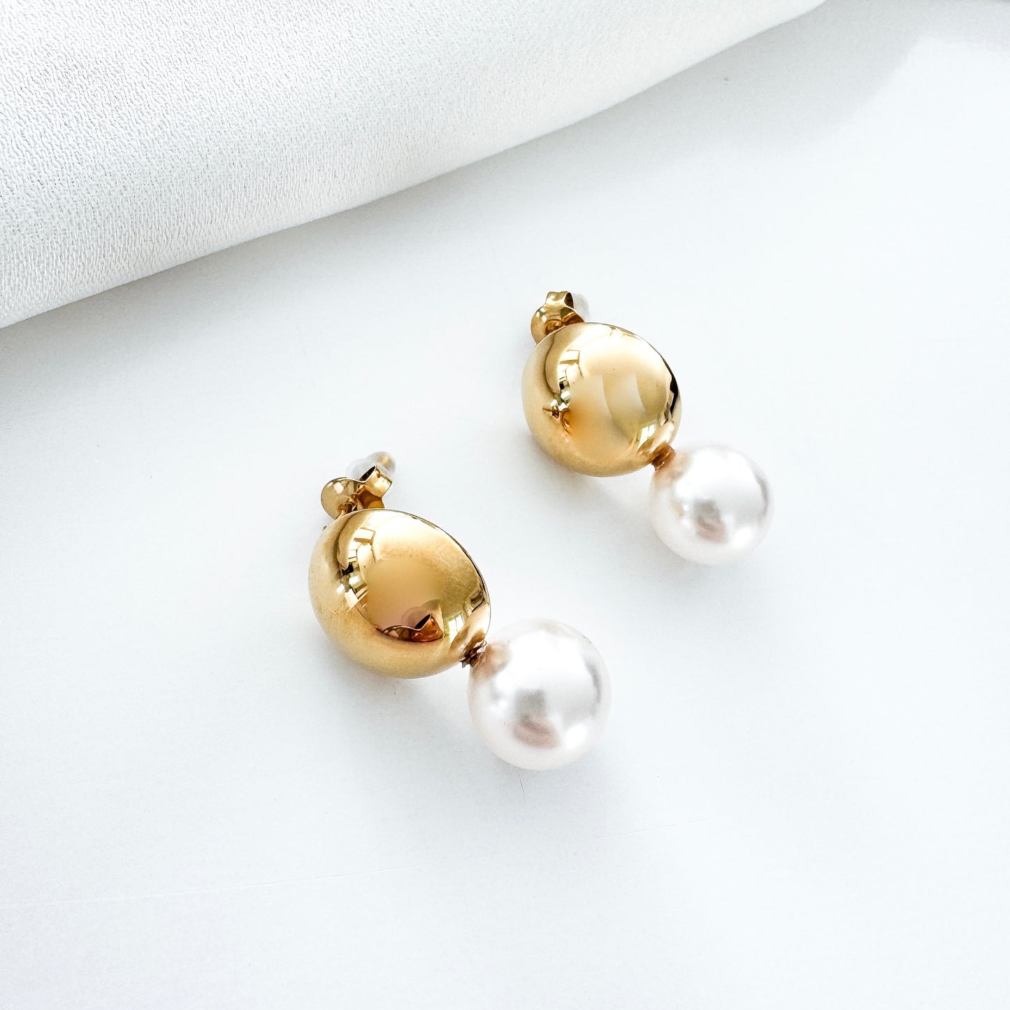 Pearl Drop Gold Duo Earrings