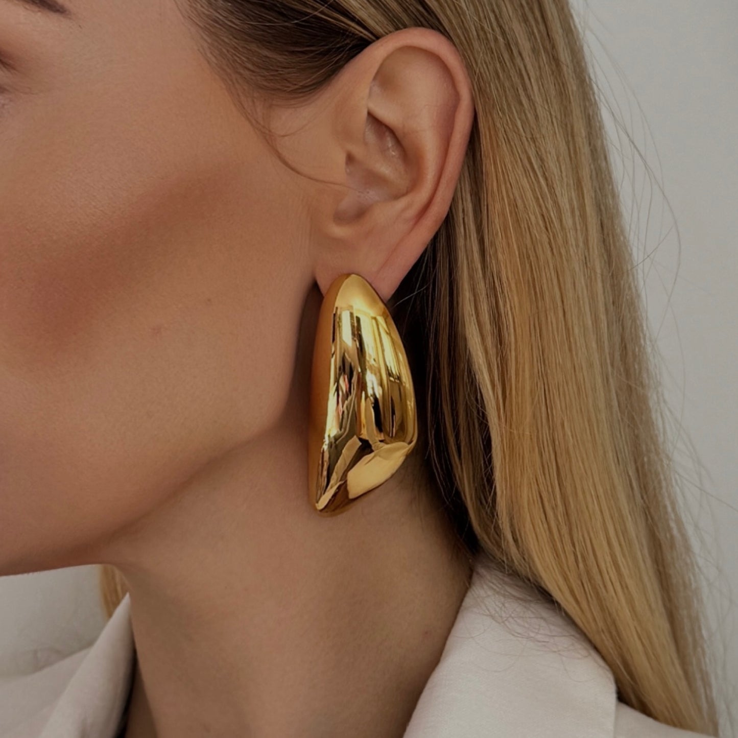 Slim Gold Triangle Statement Earrings