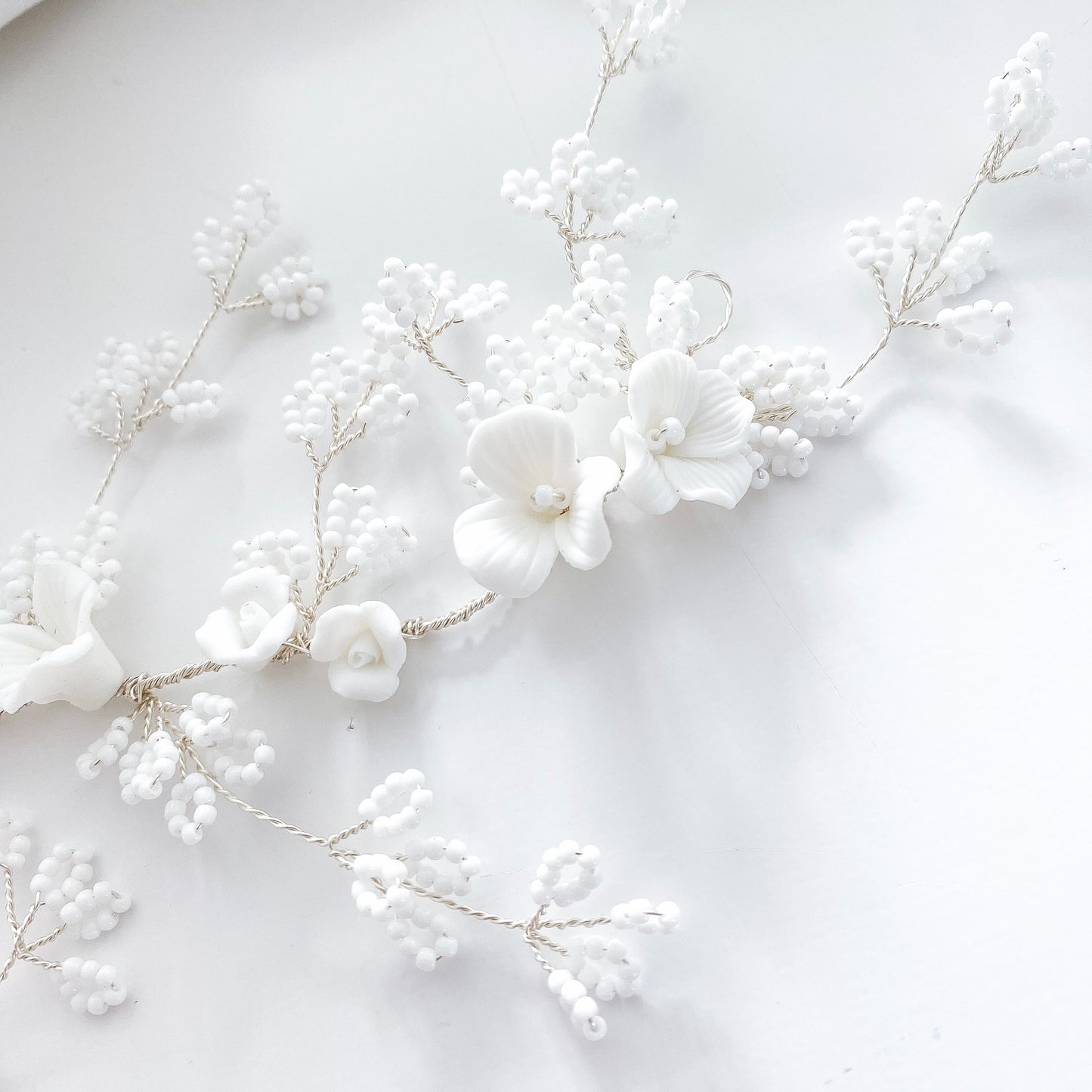 Delicate Pretty Porcelain and Beaded Vine