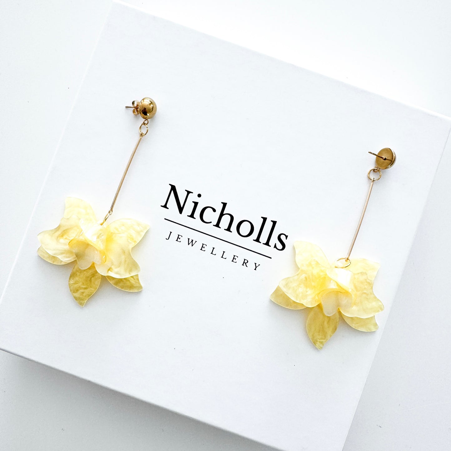 Francoise Sunshine Yellow Flower Dangle Statement Earrings