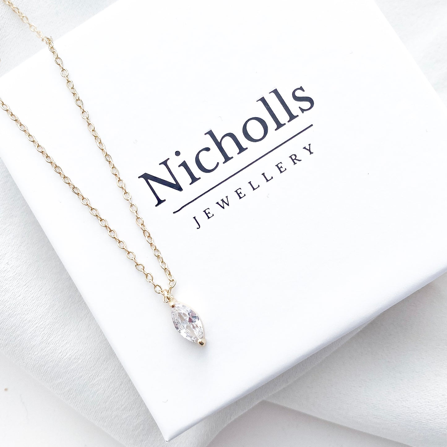 Marquise Crystal Necklace and Earring Set Gold
