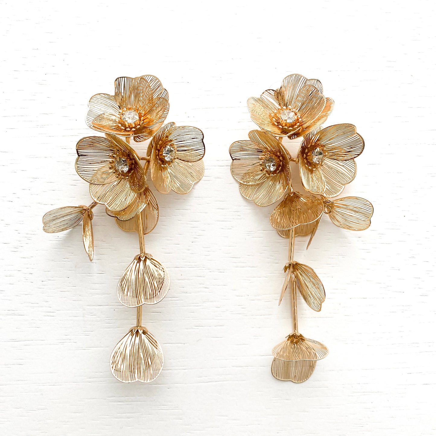 Waterfall Statement Gold Flower Earrings