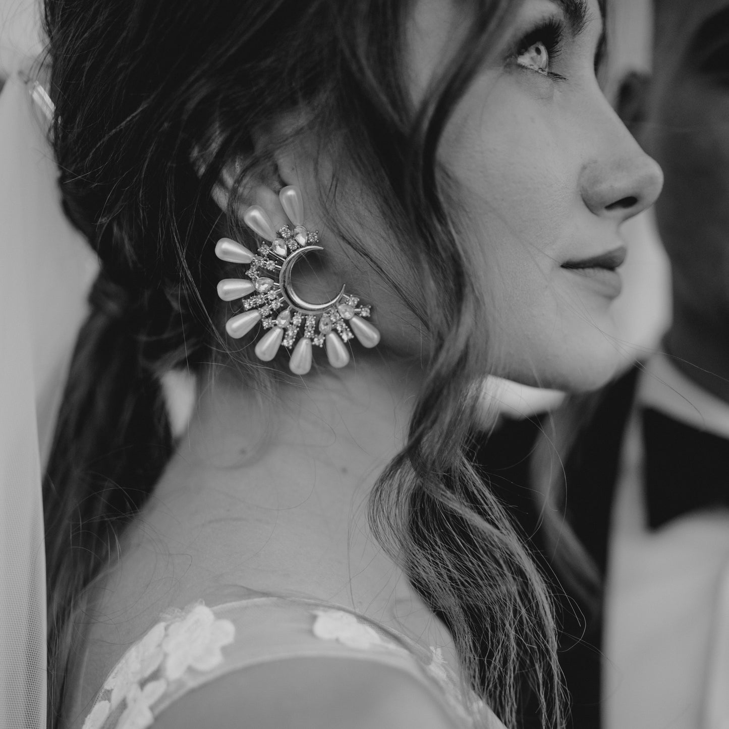 Stargazer Supernova Pearl and Crystal earrings