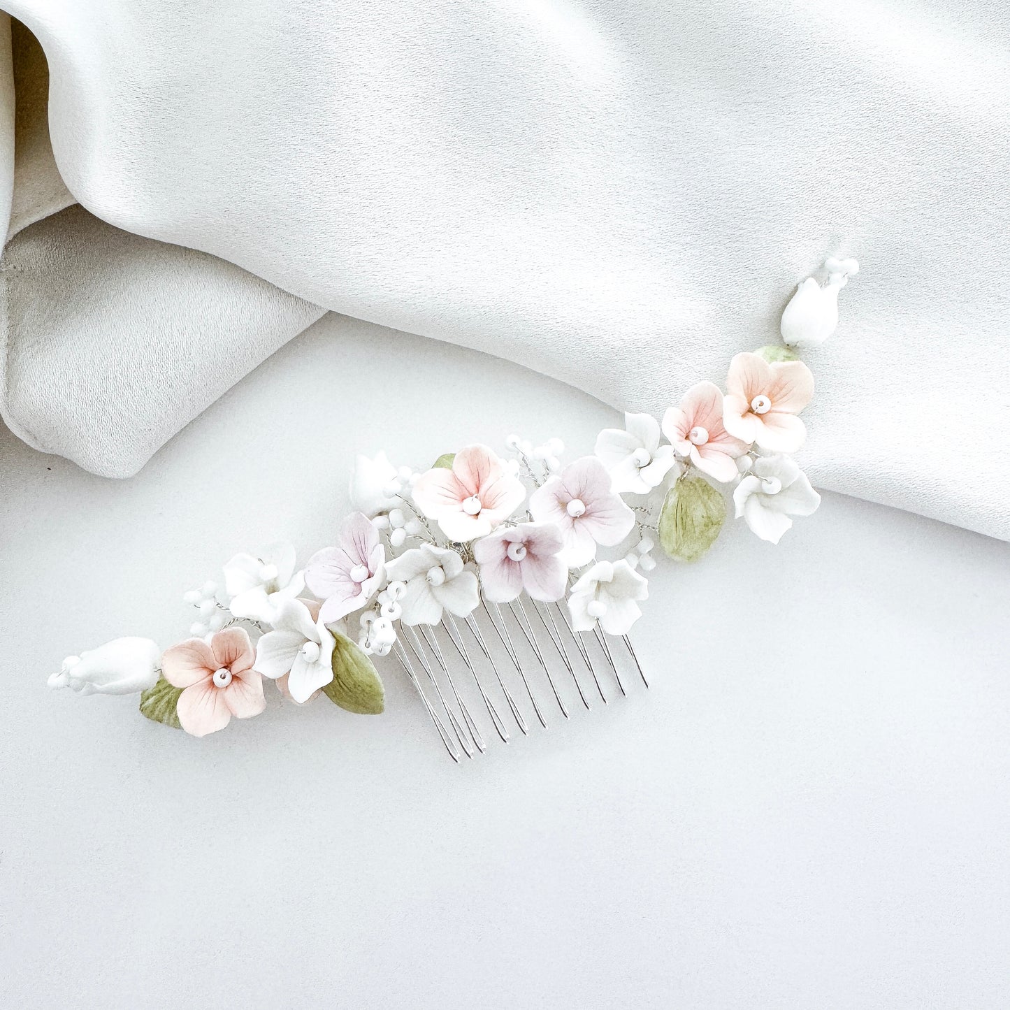 Pastel Colour Porcelain Flower Comb