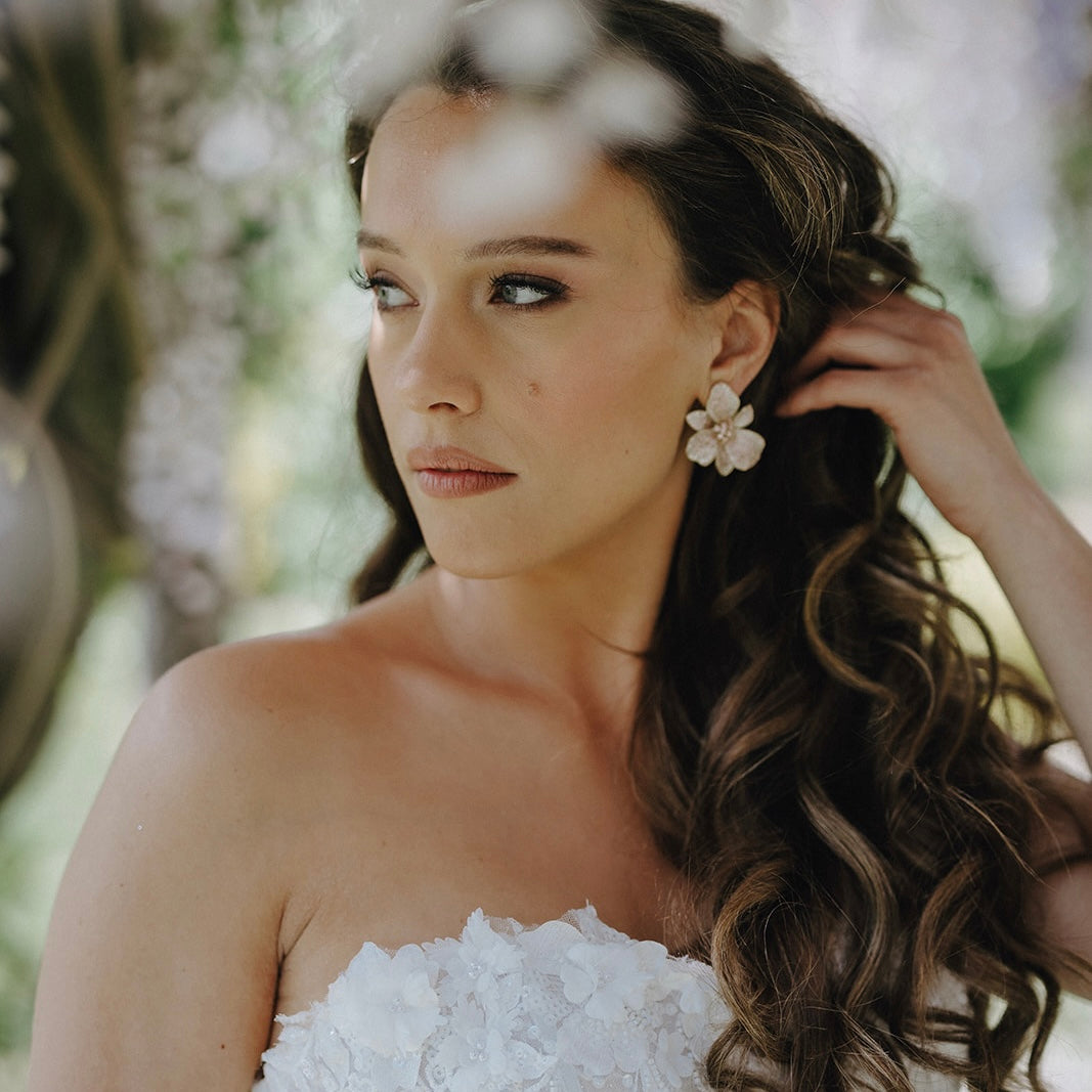 Deluxe Pink Flower Crystal Earrings