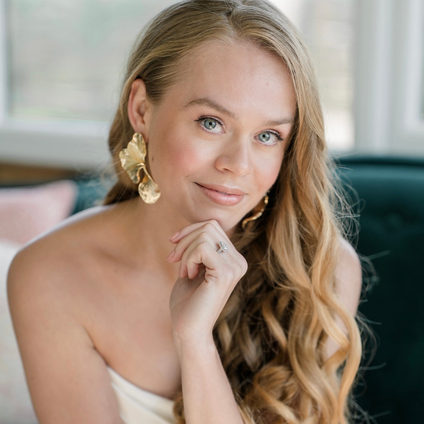 Statement Gold Iris Petal Flower Earrings
