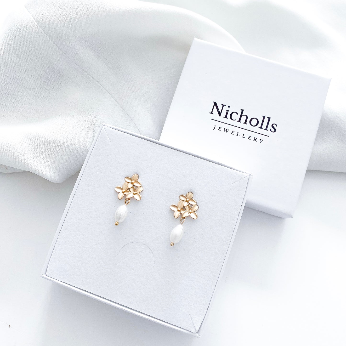 3 Gold Daisy Petite Pearl Earrings