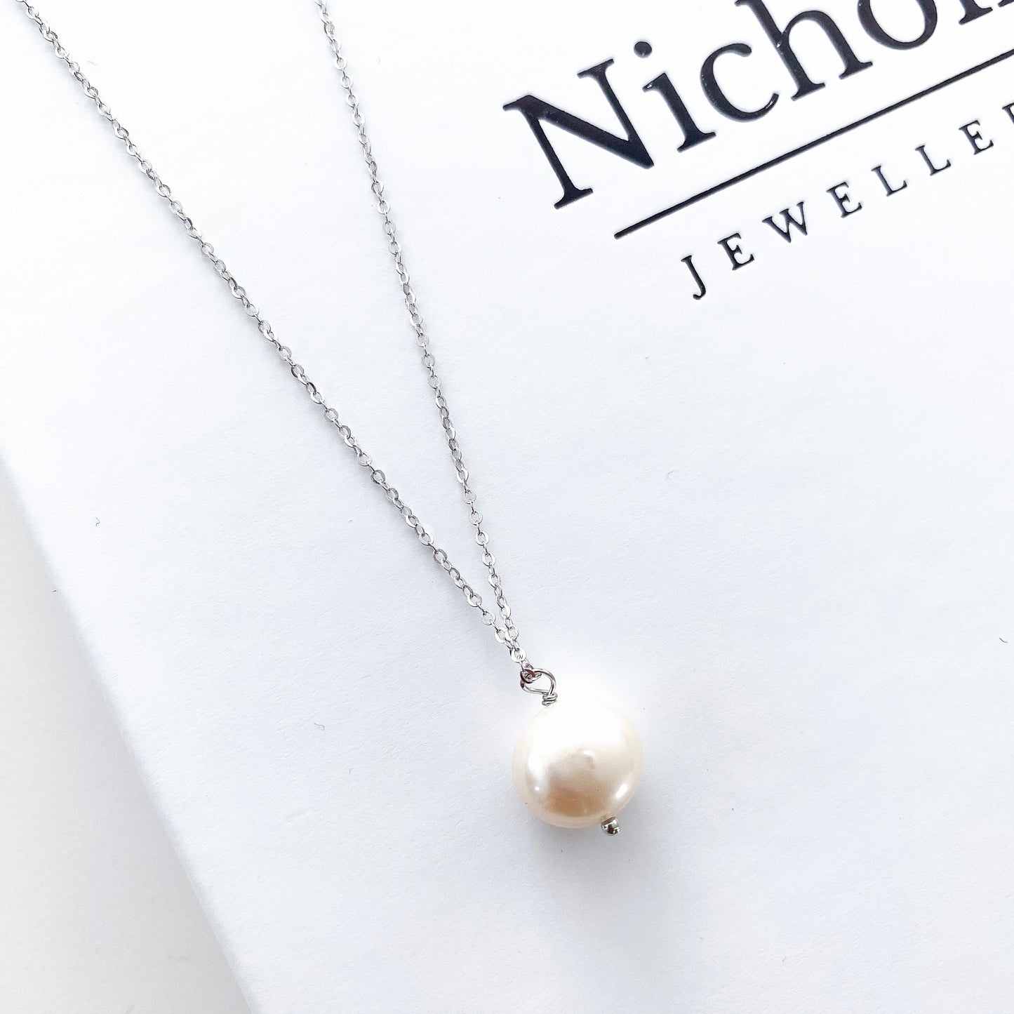 Delicate Pearl Drop Necklace Silver