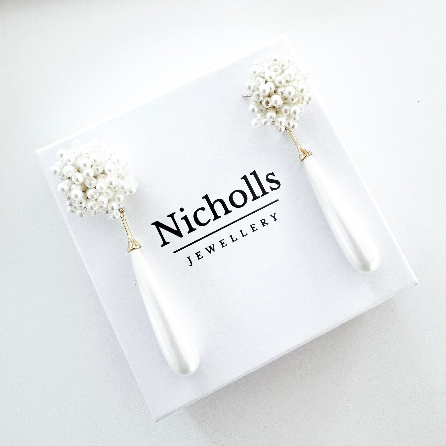 Etta Cluster and Long Elegant Pearl Earrings