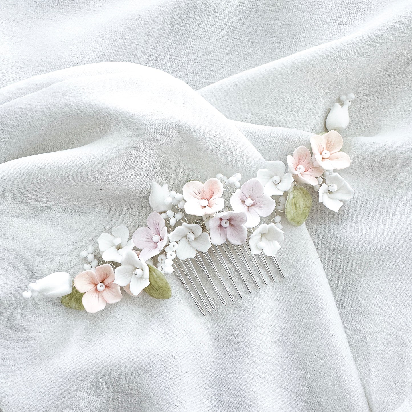 Pastel Colour Porcelain Flower Comb