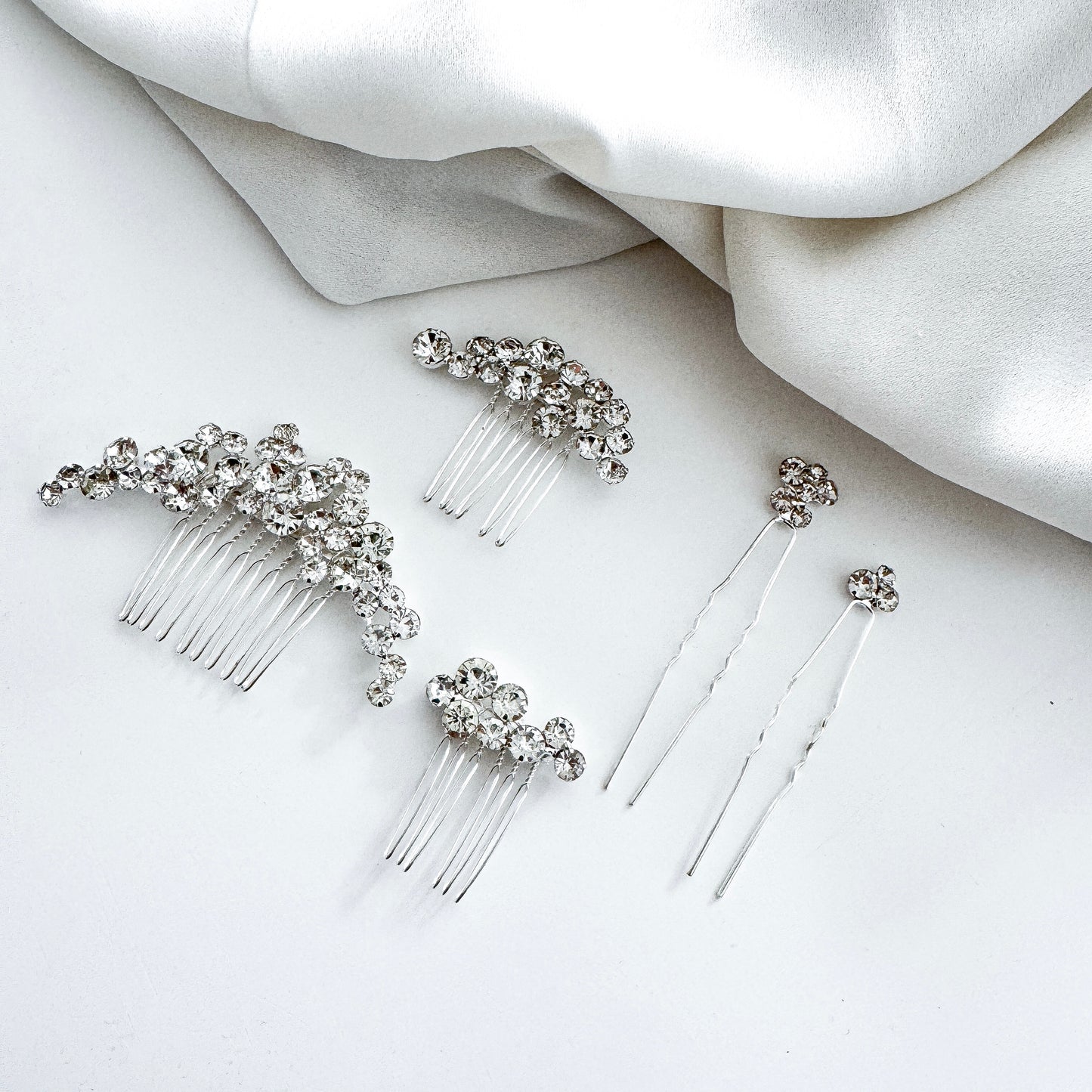 Bridal Rhinestone Hair Comb & Pins Set – Glamorous Wedding Hair Accessories