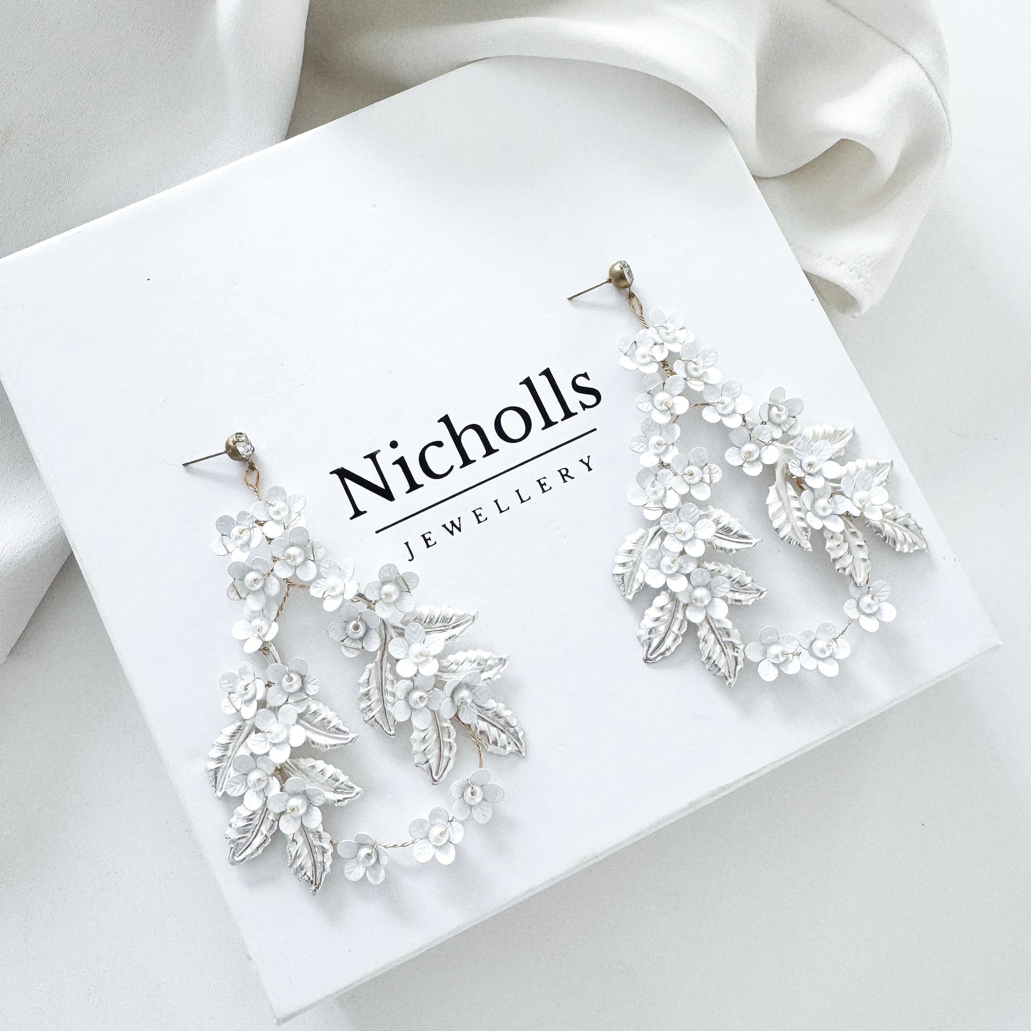 Petite Flower Floral Statement Hoop Earrings | Contemporary Bridal Earrings