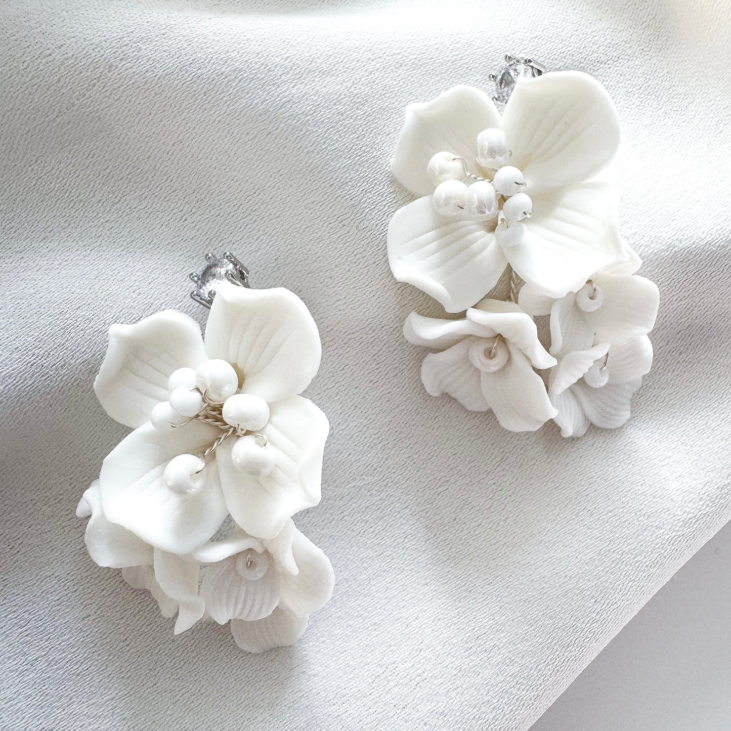 Marigold Cluster Porcelain Flower Earrings
