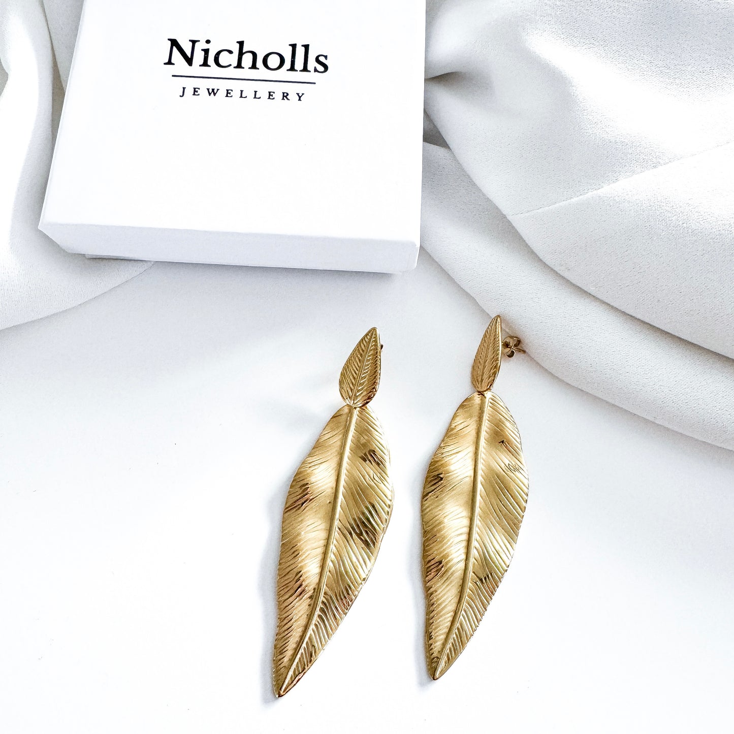 Pointed Gold Leaf Statement Earrings