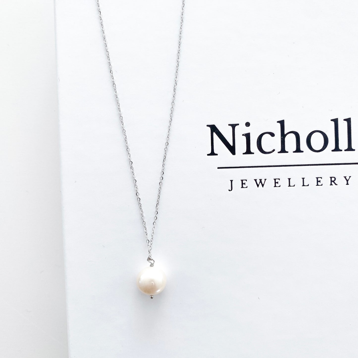 Delicate Pearl Drop Necklace Silver