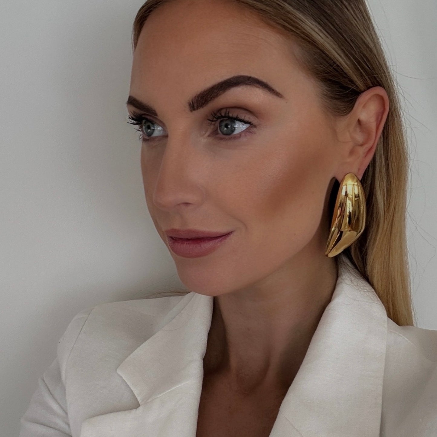 Slim Gold Triangle Statement Earrings