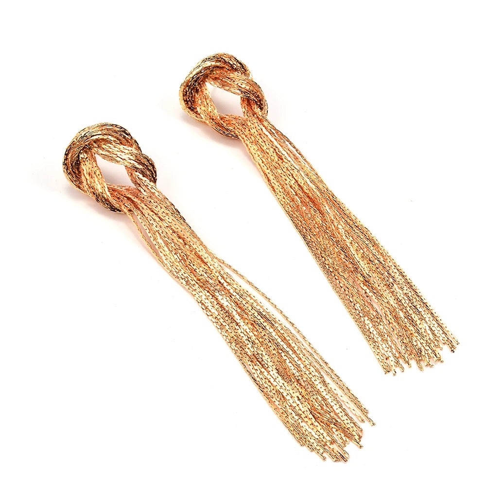 Knot Tassel Gold Earrings