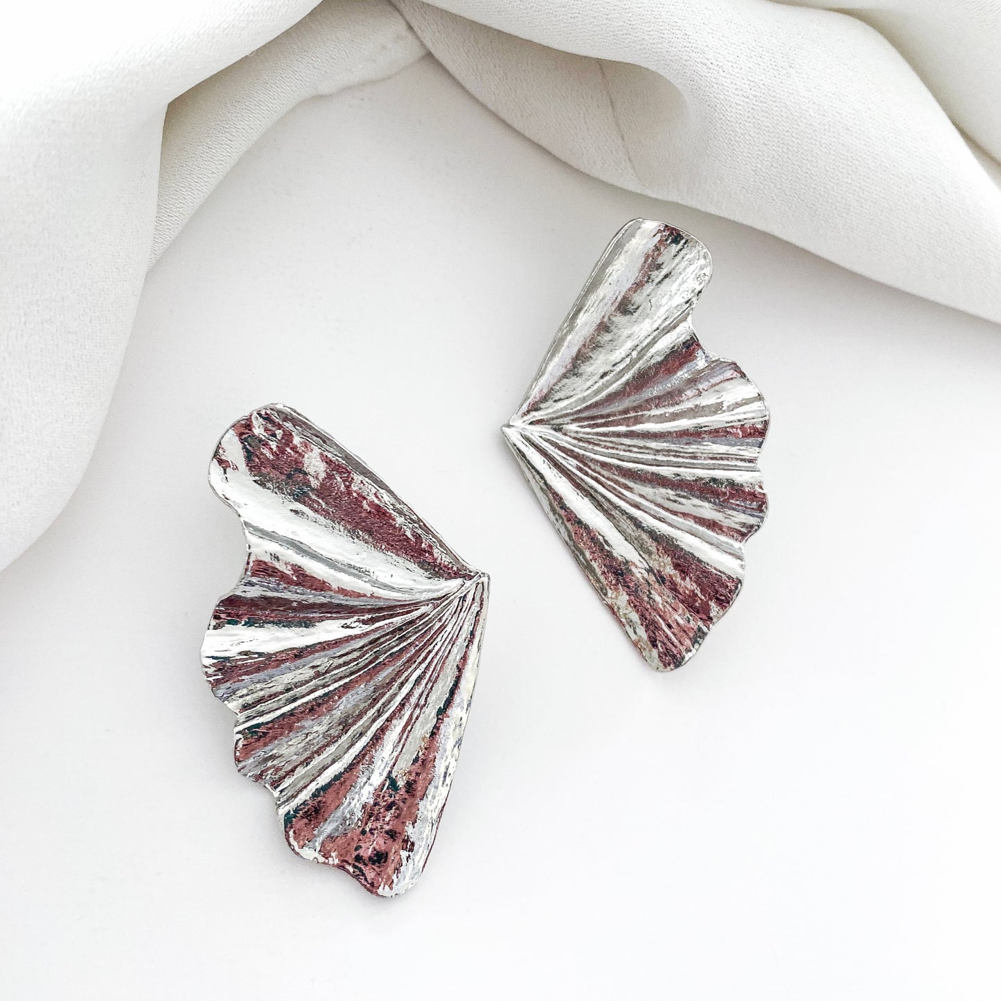 Fan Silver Leaf Earrings