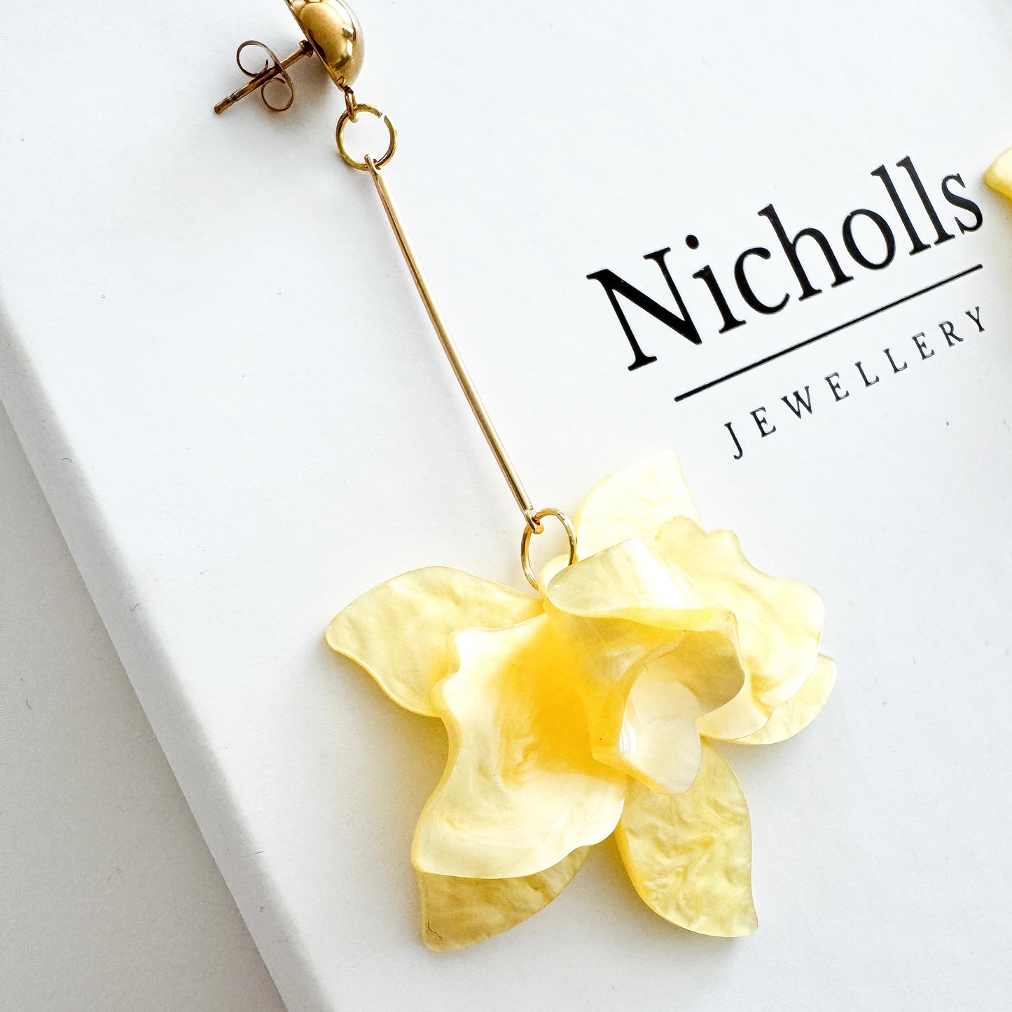 Francoise Sunshine Yellow Flower Dangle Statement Earrings