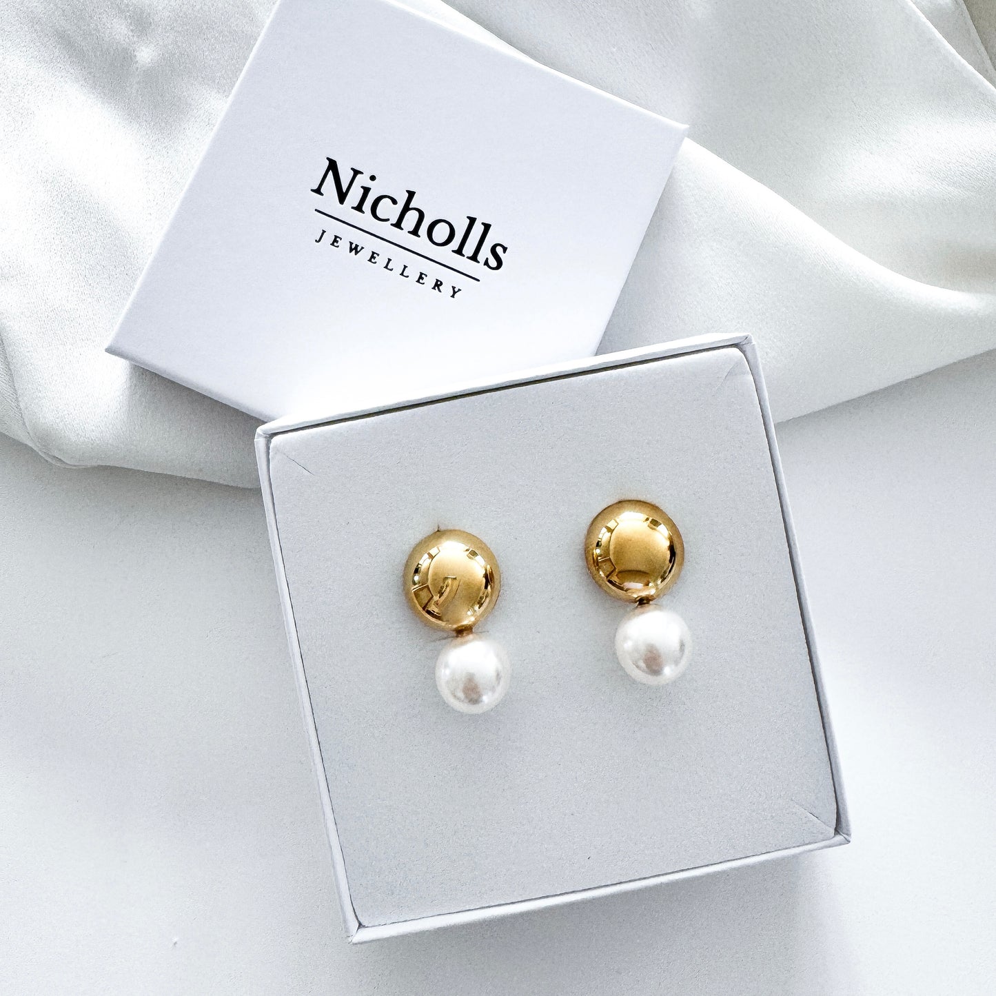 Pearl Drop Gold Duo Earrings