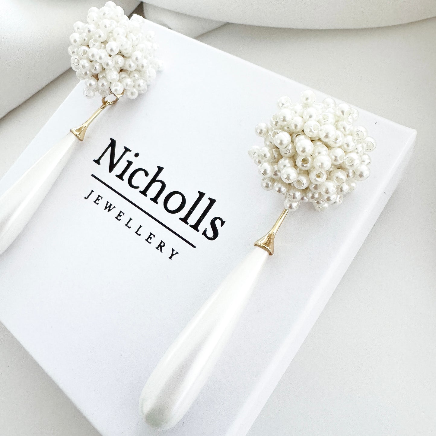 Etta Cluster and Long Elegant Pearl Earrings