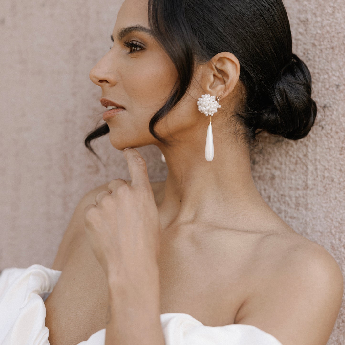Etta Cluster and Long Elegant Pearl Earrings