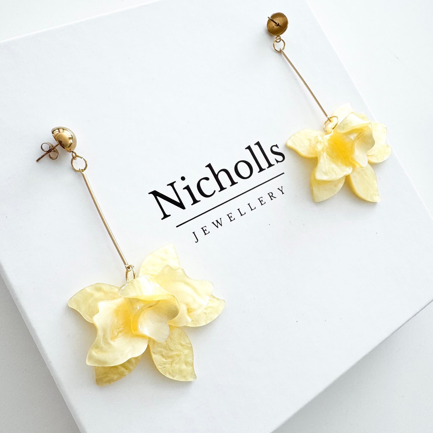 Francoise Sunshine Yellow Flower Dangle Statement Earrings