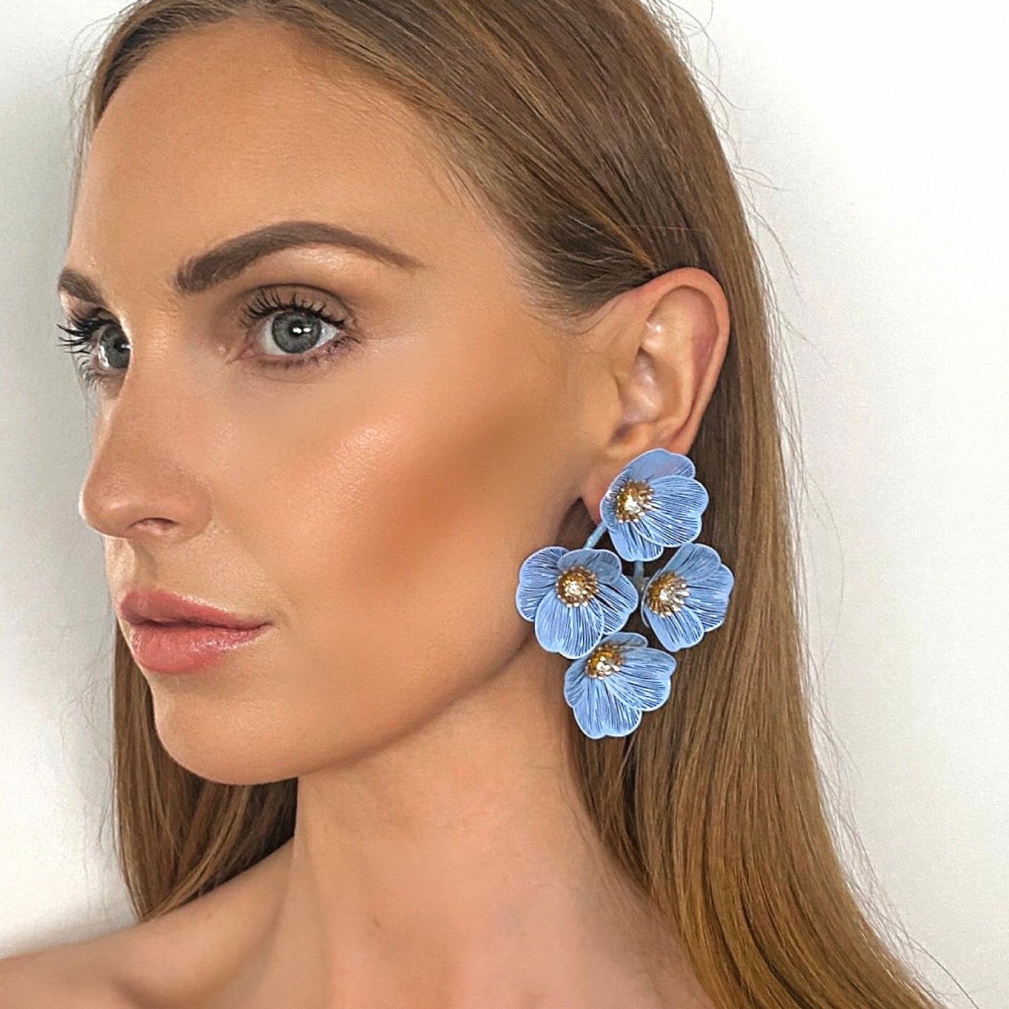 Large Statement Oh Baby Blue Earrings