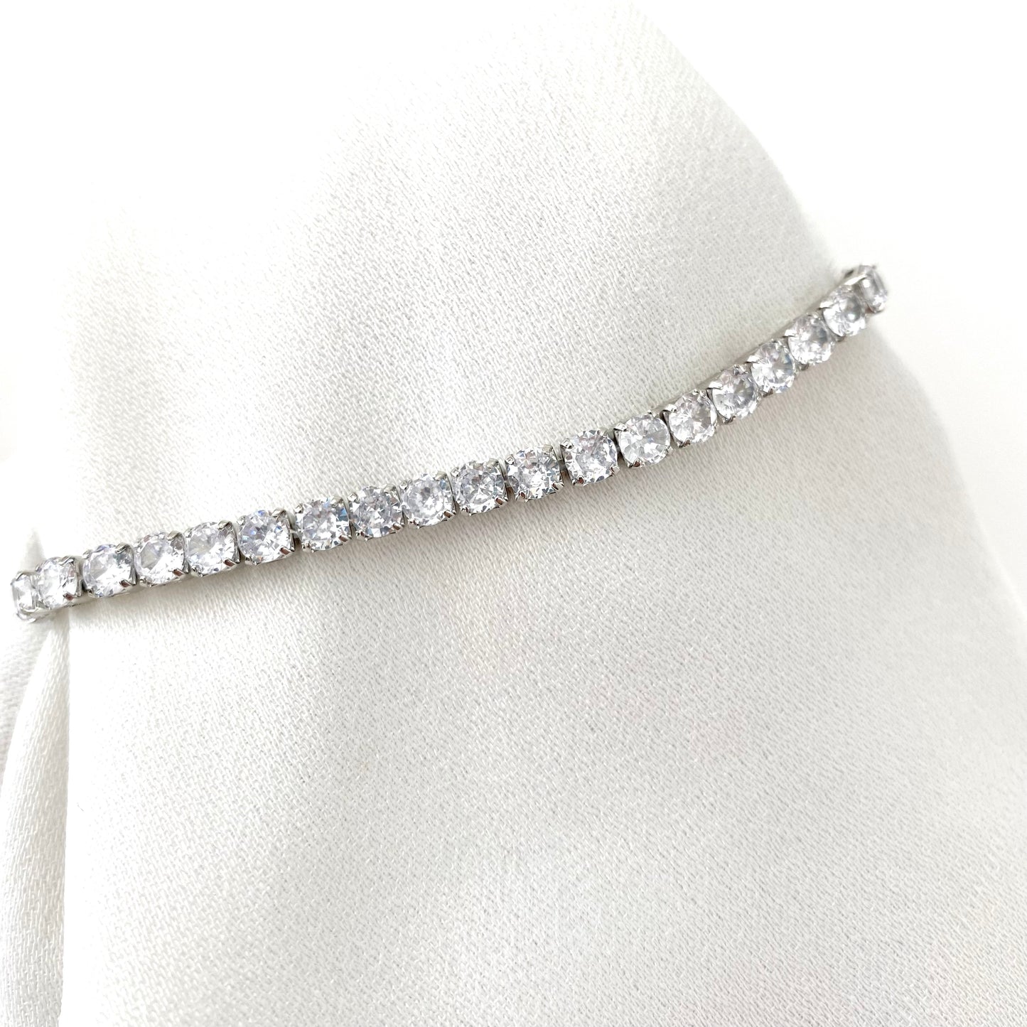 Silver Adjustable Crytal Tennis Bracelet