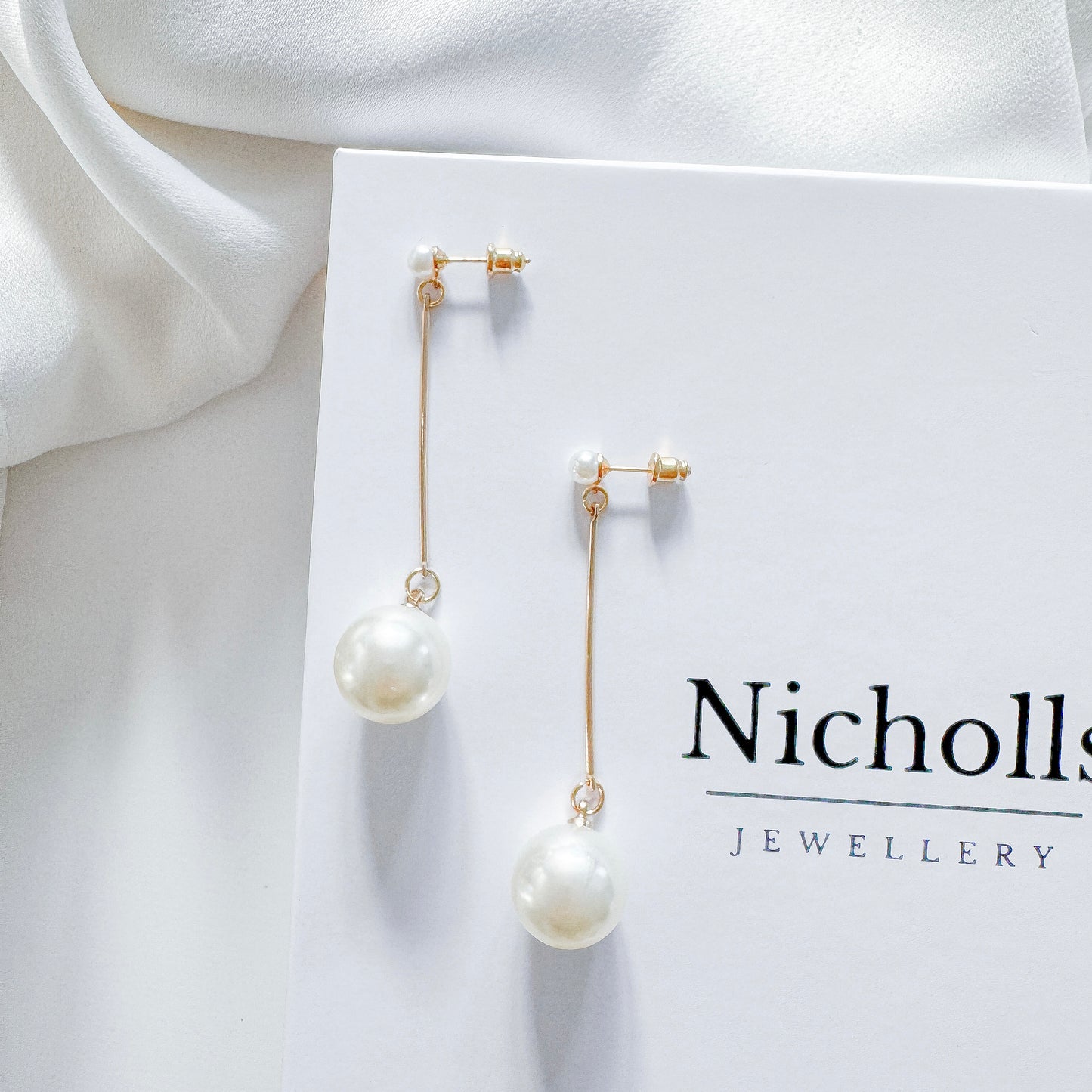 Dangle Pearl Ball 18k Gold Plated Statement Earrings