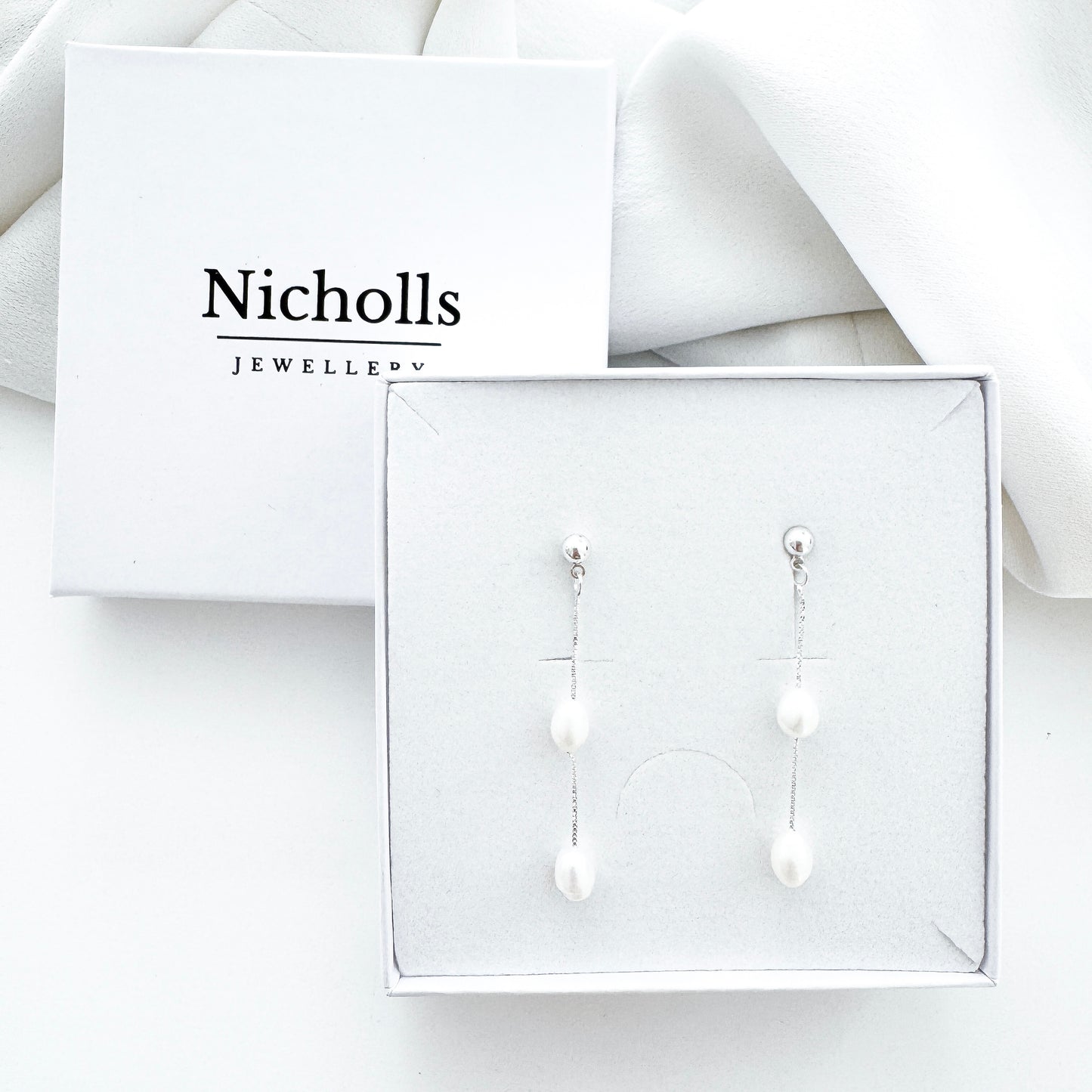 Dainty Silver Freshwater Pearl Drop Earrings - Special Occasion Earrings