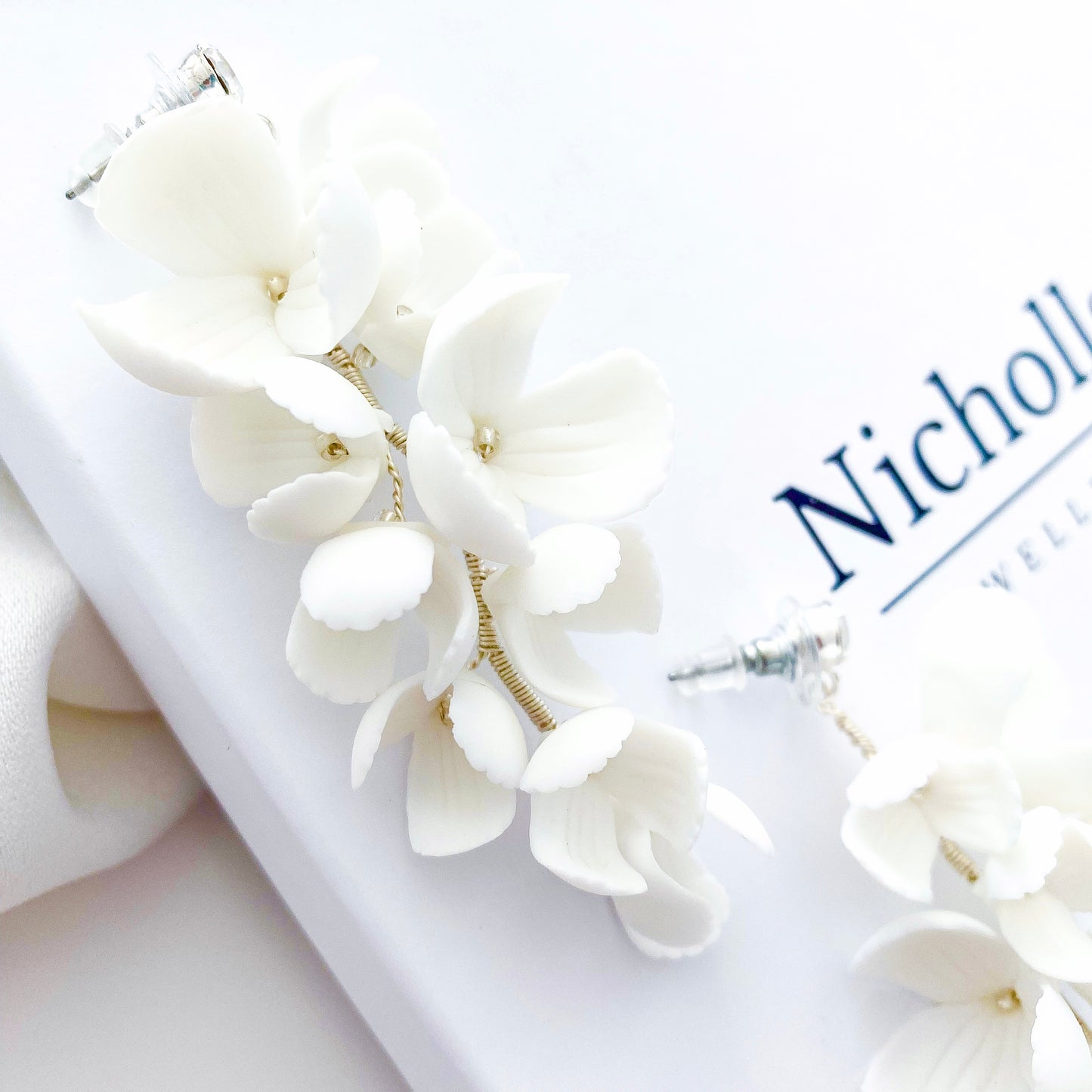 Large Magnolia Porcelain Drop Statement Earrings