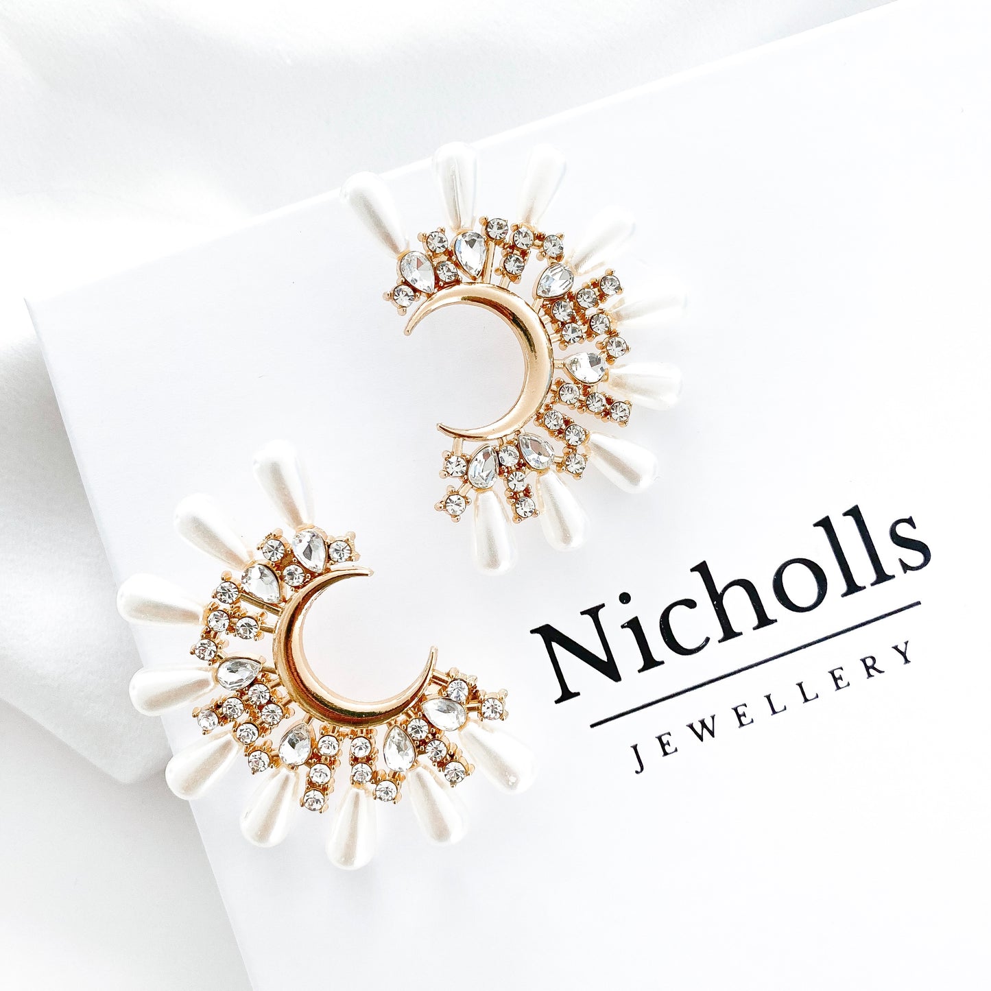 Stargazer Supernova Pearl and Crystal earrings