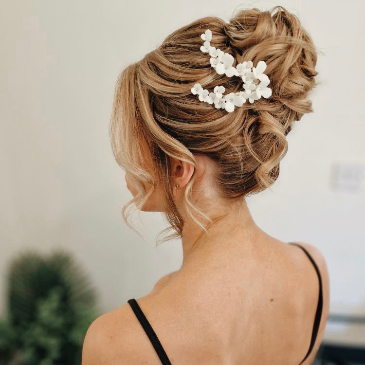 Blossom Flower Porcelain Hair Clips