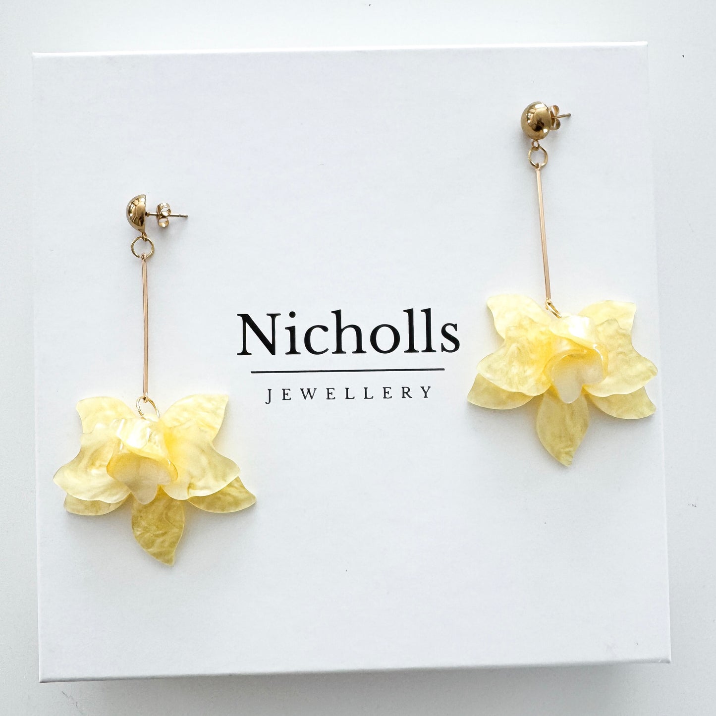Francoise Sunshine Yellow Flower Dangle Statement Earrings