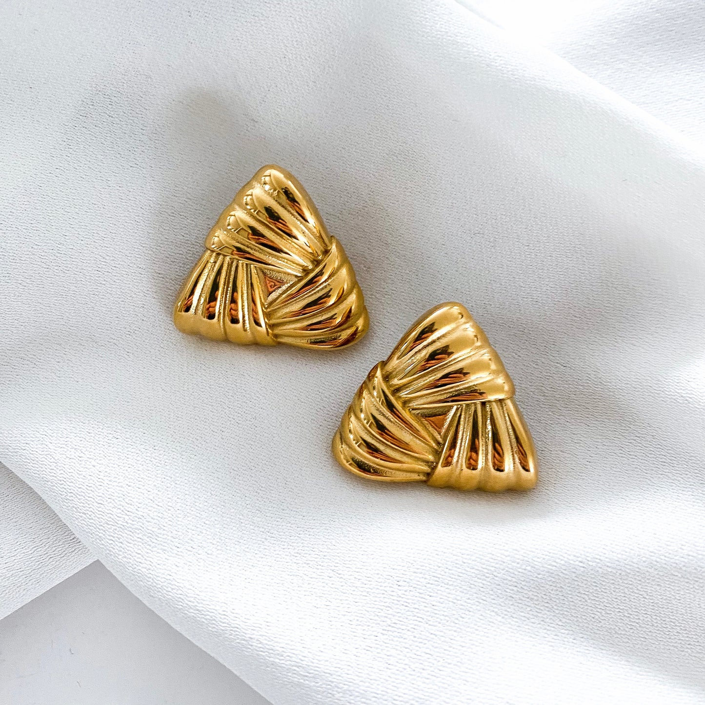 Triangle Ridge Gold Earrings