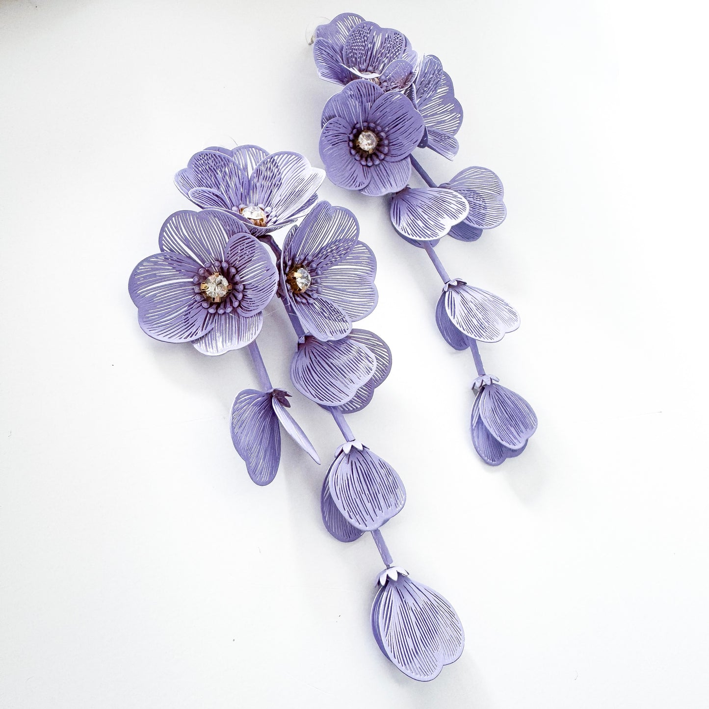 Waterfall Statement Lilac Flower Earrings