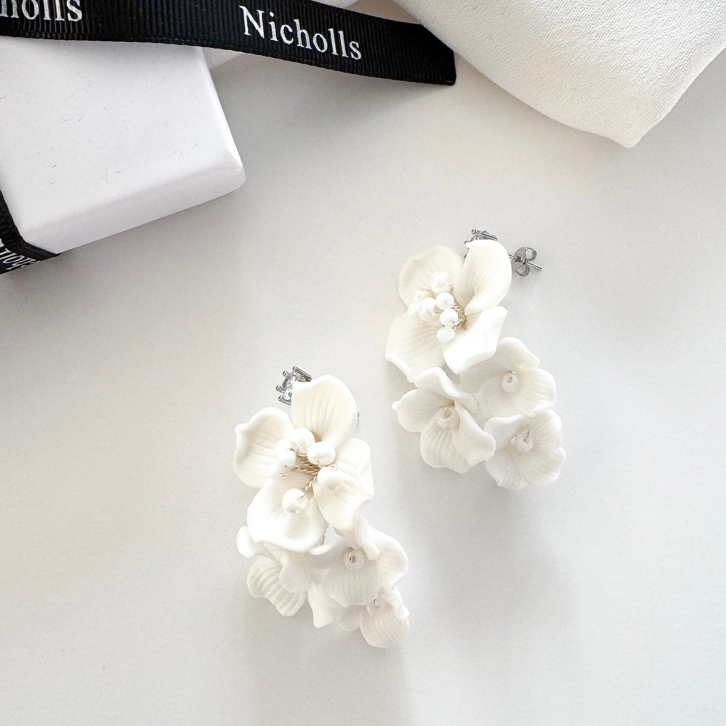 Marigold Cluster Porcelain Flower Earrings
