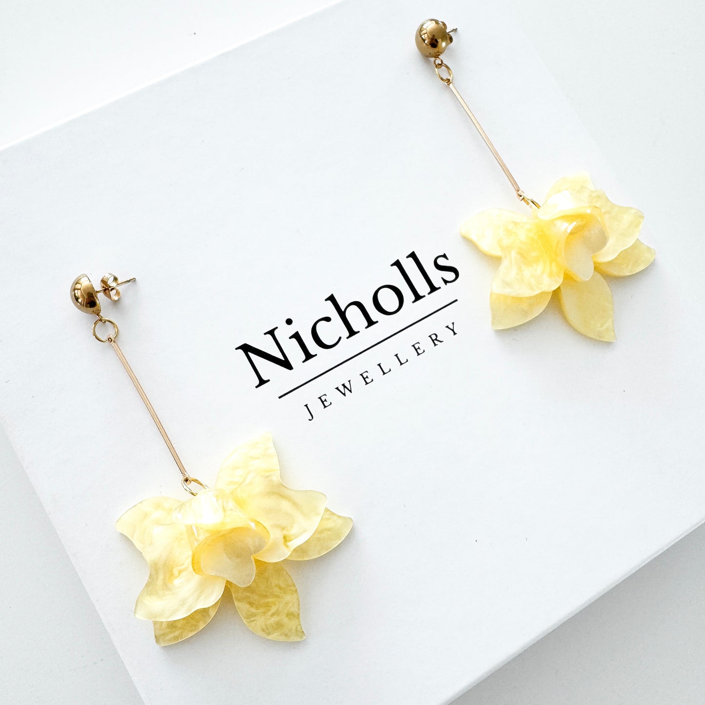 Francoise Sunshine Yellow Flower Dangle Statement Earrings