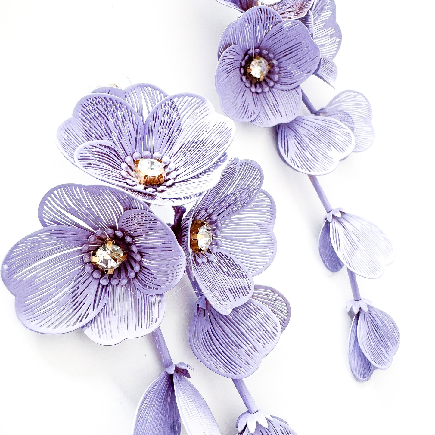 Waterfall Statement Lilac Flower Earrings