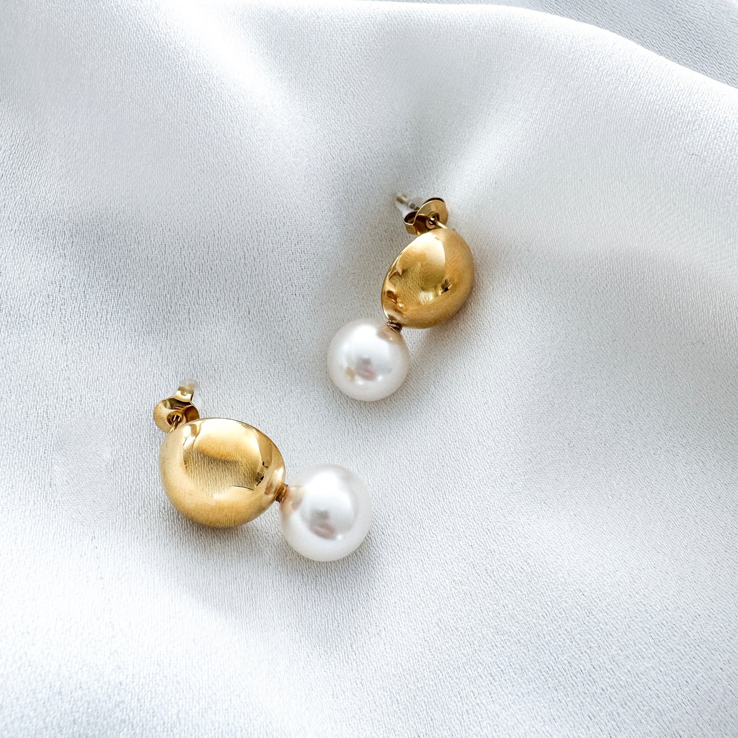 Pearl Drop Gold Duo Earrings