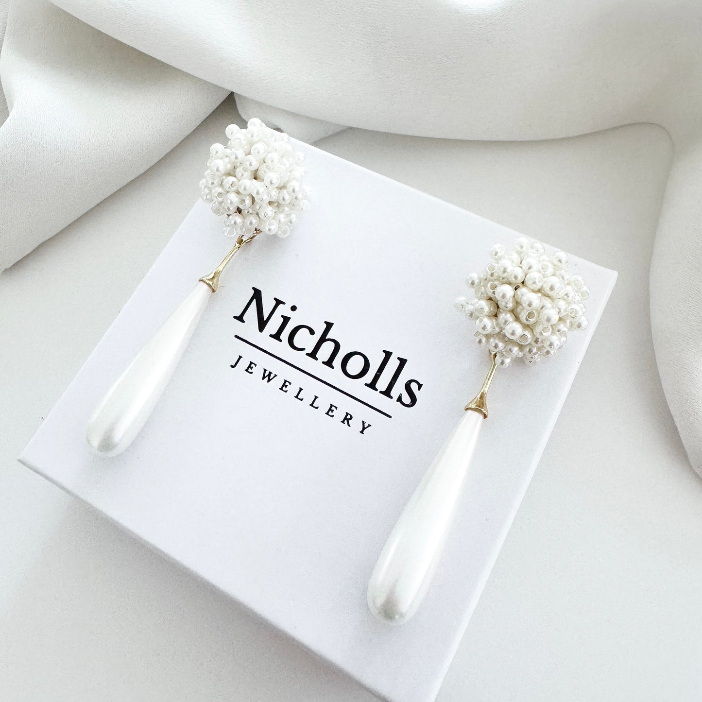 Etta Cluster and Long Elegant Pearl Earrings